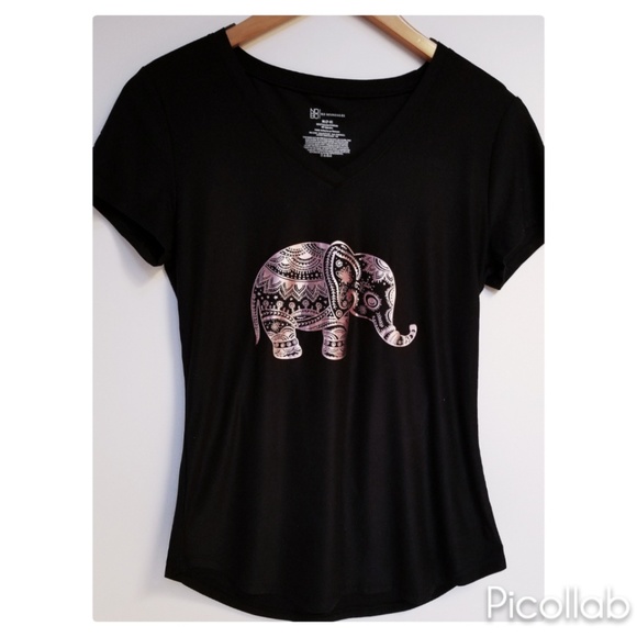 No Boundaries Tops - Pink Metallic Elephant Tee